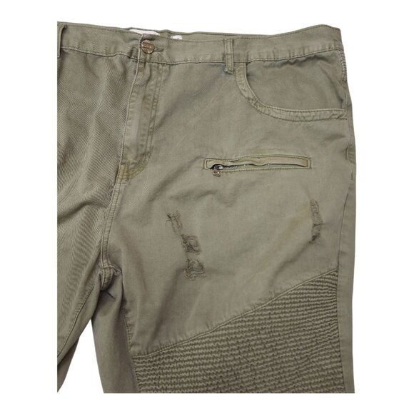 FWRD Denim & Co. Mens Jeans Size 48 Inseam 33 Distressed Cargo Pants Olive Green - Picture 8 of 13